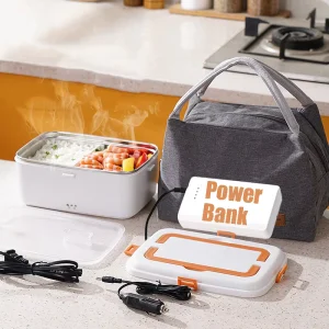 Hot Rechargeable With Power Bank Stainless Steel Portable Food Warmer Heating Insulated Electric Bento Lunch Box Lunchbox