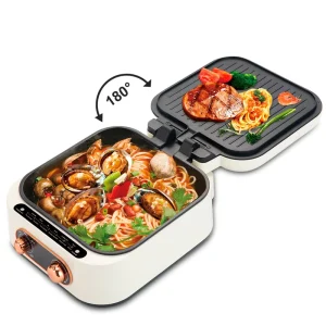 Hot Steamboat Smokeless Griddle Pan 3 in 1 Indoor Non Stick Electric Hot Pot Grill