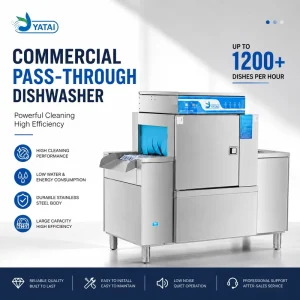 Hot Water Disinfection Flat Set Dishwasher Commercial Kitchen Dish Washer Stainless Steel Catering Appliance