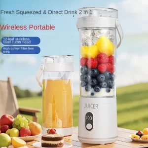 Household 2 in 1 Juicer Lightweight Slim Stylish USB Rechargeable Portable Outdoor Fitness Juice Cup Small Mini Waterproof