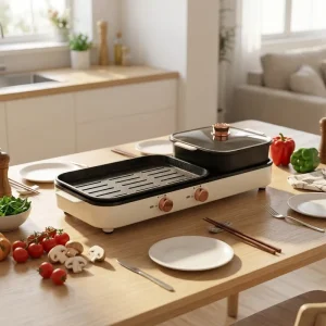 Household 2 in 1 Multifunctional Electric Grill with Hot Pot Multifunctional Electric Grill BBQ Pan
