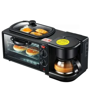 Household 3 in 1 Toaster Oven Frying Pan Coffee Maker Electric Plastic Multi functional Breakfast Machine