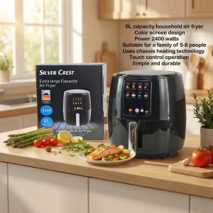 Household 6L Multifunctional Smart Touch Screen Oven Large Capacity Air Fryer Electric Fryer French Fries Maker