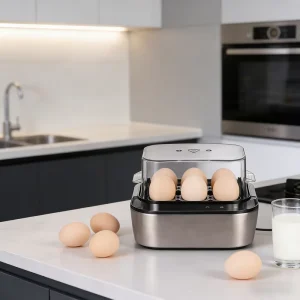Household Automatic Touch Screen or Button Type Electric Egg Cooker with Auto Shut Off 6 Eggs Capacity for Breakfast