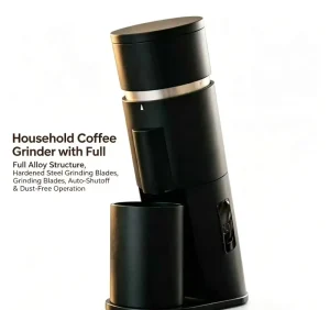 Household Battery Powered Burr Coffee Grinder Full Alloy Structure Stainless Steel Grinding Blades Automatic Shutoff Dust Free