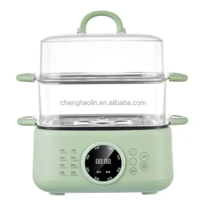 Household Cooking Vegetables Stainless Steel Base Stackable and Dishwasher Safe Baskets Multifunction Electric Food Steamer