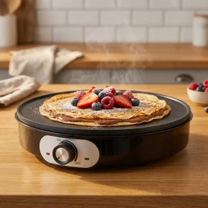 Household Crepe Pancake Maker 1200W 30cm Large Non Stick Griddle Adjustable Temp LED Light Electric Breakfast Blintz