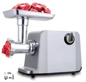 Household Electric Brushed Aluminum Die Casting Meat Grinder Machine Stainless Steel Blades 2000W 3000W Motor 2 Speed Control