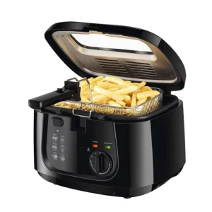 Household Electric Deep Fryer with Basket Adjustable Temperature Visible Window Stainless Steel Filter 2.5L Non Stick Pot