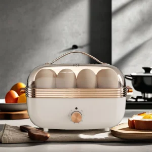 Household Electric Egg Boiler with Stainless Steel Housing 8 Egg Capacity Automatic Cooker Featuring Auto Shut Off