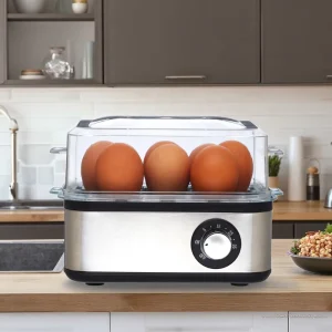 Household Electric Egg Cooker Steamer Automatic Adjustment Auto Shut Off 7 Quart Capacity Stainless