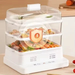 Household Electric Food Steamer & Cooker Multi-Function 3-Layer 12L 2000W Touch Control Instant Steam Timer