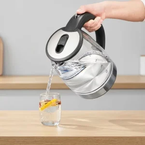 Household Electric Kettle Glass Water Kettle Portable Easy Clean Auto Shut Off Black Pots