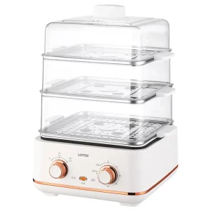 Household Electric Steam Cooker Multi-Purpose 3-Layer Foldable Food Steamer Touch Button Control 21.5L Capacity High