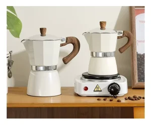 Household Handmade Classic Italian Style Moka Pot Single Valve Small Metal Coffee Maker with Hand Brewed Set