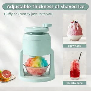 Household Ice Crusher & Shaved Ice Maker for DIY Slushies Cocktails Ice Cream