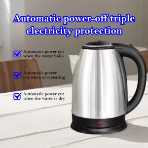 Household Large Capacity Stainless Steel Electric Kettle Automatic Power Off Seamless Anti Drying Lid US Plug Classic Design