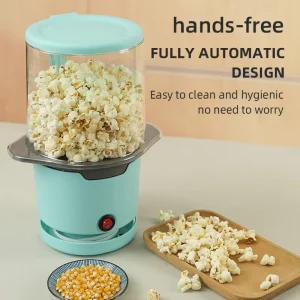 Household Oil Free Air Popcorn Maker 2 Min Fast Popping Stackable Hidden Cord for Family Gift