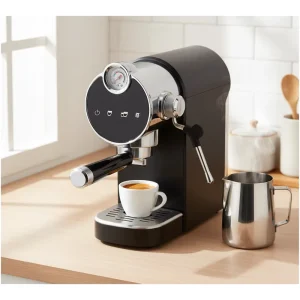 Household Professional Espresso Machine Color Touch Screen + Pressure Gauge 1.1L Water Tank Easy to Clean