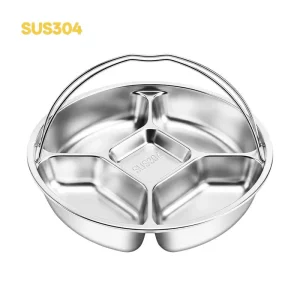Household Thick and Deep Divided Steamed Vegetable Plate with Handle Electric Rice Cooker