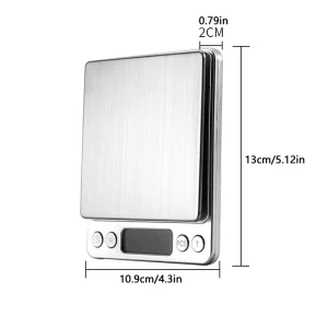 I2000 3kg 0.1g Stainless Steel Digital Kitchen Scale Portable Jewelry Weighing Scale Counting Function Backlight Two Trays OEM