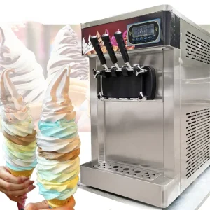 Ice Cream Maker 25 30L H 3 Flavors Commercial Automated Table Top Yogurt Making Soft Serve Ice Cream Machine for Business Price