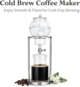 Ice Drip Coffee Maker Dutch Cold Brew Tower Borosilicate Glass Adjustable Valve Stainless Steel Stand