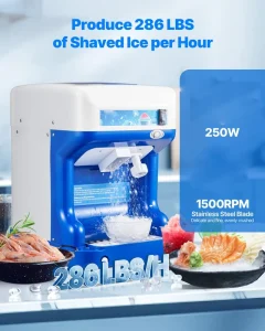 Ice Shaver Crusher for Outdoor Parties Snack Bars Home Use High Quality Stainless Steel Blades 250W 1500RPM Tabletop Shaved Ice