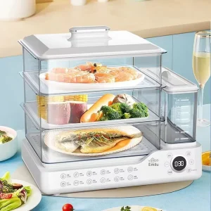 Independent Water Tank Electric Steamer Stew Steam Cooking All in one Household Three layer Touch Control 800W 25.3qt Breakfast