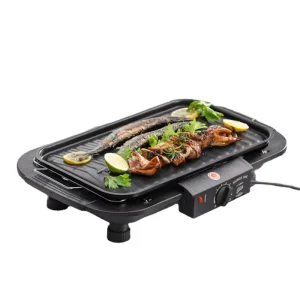 Indoor Outdoor Korean BBQ Smokeless Battery Electric Grill Pan Removable PTFE Griddle Plates Temperature Control Tempered Glass