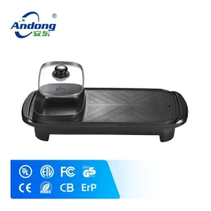 Indoor Small Electric BBQ Grill Pan and Electric Barbecue Griddle with Hot Pot