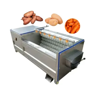 Industrial Automatic Brush Roller Root Vegetable Fruit Washer Peeler Pump Potato Taro Carrot Radish Ginger Peeling Machine Motor
