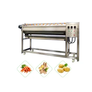 Industrial Automatic Brush Roller Type Vegetables Washing Peeling Machine for Ginger Potato Carrot 220V 380V 3KW