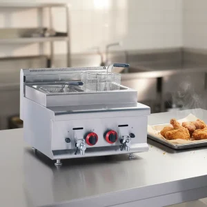 Industrial Countertop Deep Fryer Double Tank with Baskets Stainless Steel Commercial Kitchen Equipment Restaurant Frying Machine