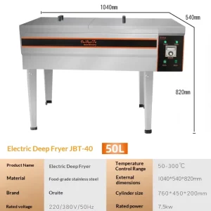 Industrial Deep Fryer Commercial Large Capacity Temperature Controlled Natural Gas Electric Fryer 40L 60L