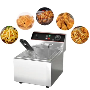 Industrial Electric Gas Stainless Steel Single Tank Ventless Deep Fryer 2500W Southeast Asia Africa Counter Top Commercial