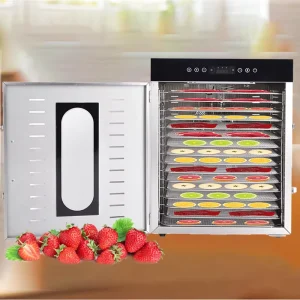 Industrial Food Dehydrator Vegetable Dryer Stainless Steel 1500W 16 Trays Food Grade Meat Fruit Drying Machine 80L Capacity