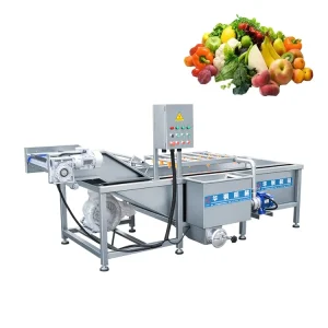 Industrial Fruit Vegetable Washing and Drying Machine with Bubble Cleaning SUS304 Stainless Steel 3000KG H Capacity