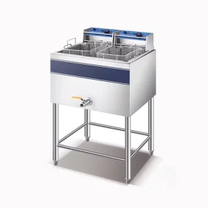 Industrial Single Tank Commercial Gas Stainless Steel Deep Fryer Basket for Potato Chips Tap 30L Vertical Floor