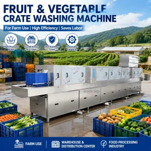Industrial Vegetable Bin Washing Machine for Chile Peru Avocado Packing 304SS Tunnel Cleaner