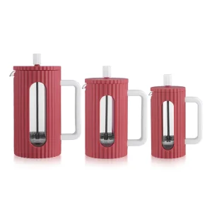 Insulated French Press Coffee Maker Set with Glass Core and Easy Grip Handle for Home and Travel Brewing