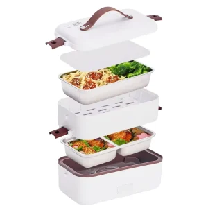 Intelligent Automatic Electric Lunch Box 0.8L Household Multi Function Fast Food Heater Cutlery 3 Containers Stainless Steel USB