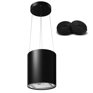 Island Cooker Hood with 19 m3/min Airflow 35cm Recirculating Kitchen Extractor Fan with Remote Control Carbon Filters