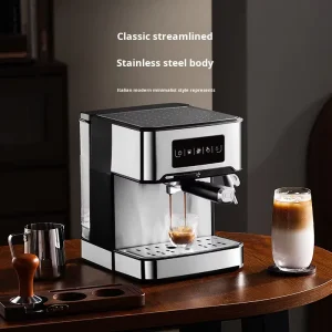 Italian Portable Programmable Electric Semi Automatic Coffee Machine High Pressure Steam Milk Frother for Household Office Hotel