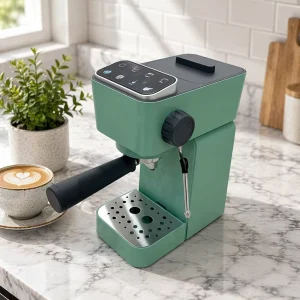 Italian Semi Automatic Espresso Coffee Machine Grinder Stainless Steel LCD Display Steam Function 220V Portable Modern Design