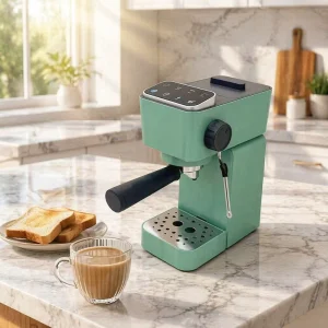 Italian Semi Automatic Espresso Coffee Machine Integrated Grinder Milk Frother LCD Display 1350W Coffee Maker