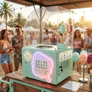 JFP Commercial Mini Automatic Cotton Candy Vending Machine Robotic Smart Candy Floss Maker for Party Rental