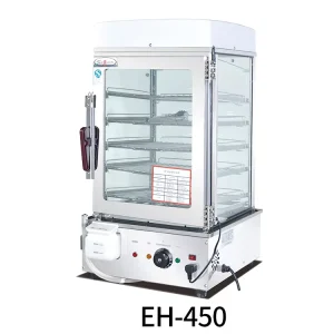 Jieguan EH 450 5 Layer Electric Commercial Steamer with Stainless Steel and Glass Housing for Buns and Xiaolongbao Food Warming