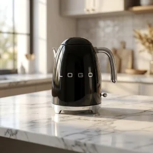 KLF03 Retro Electric Kettle 1.7L Stainless Steel Automatic Shut off Cordless Boil Dry Protection 2400W 50’s Household Car Hotel