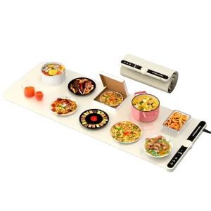Keep Food Warm Portable Heating Plate Mat Silicone 10 Dishes Warming Tray with Time and Temperature Control